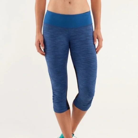 Lululemon Run for Your Life Crop Legging SIZE 6 Limitless Space Blue black - Picture 2 of 11